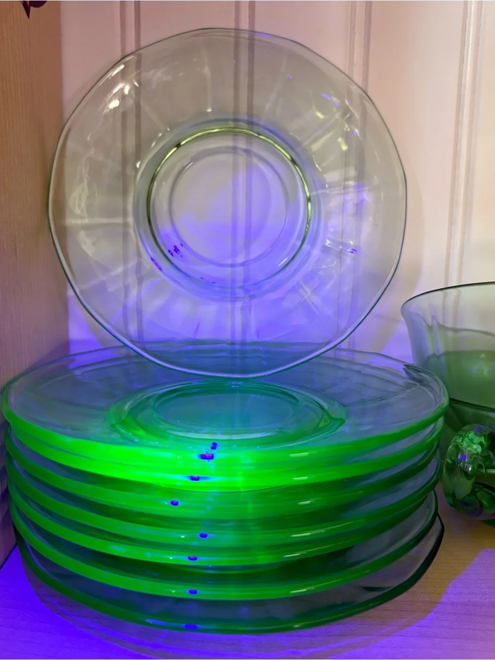 Vintage Fostoria Fairfax 20s-30s Vaseline/Depression/Uranium Green Glass Tea Set